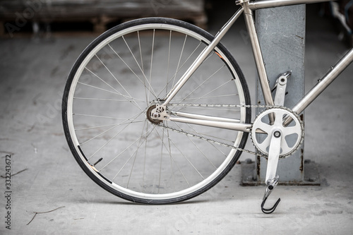 Silver colored classic bicycle