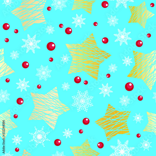 seamless pattern with Christmas stars and berries 