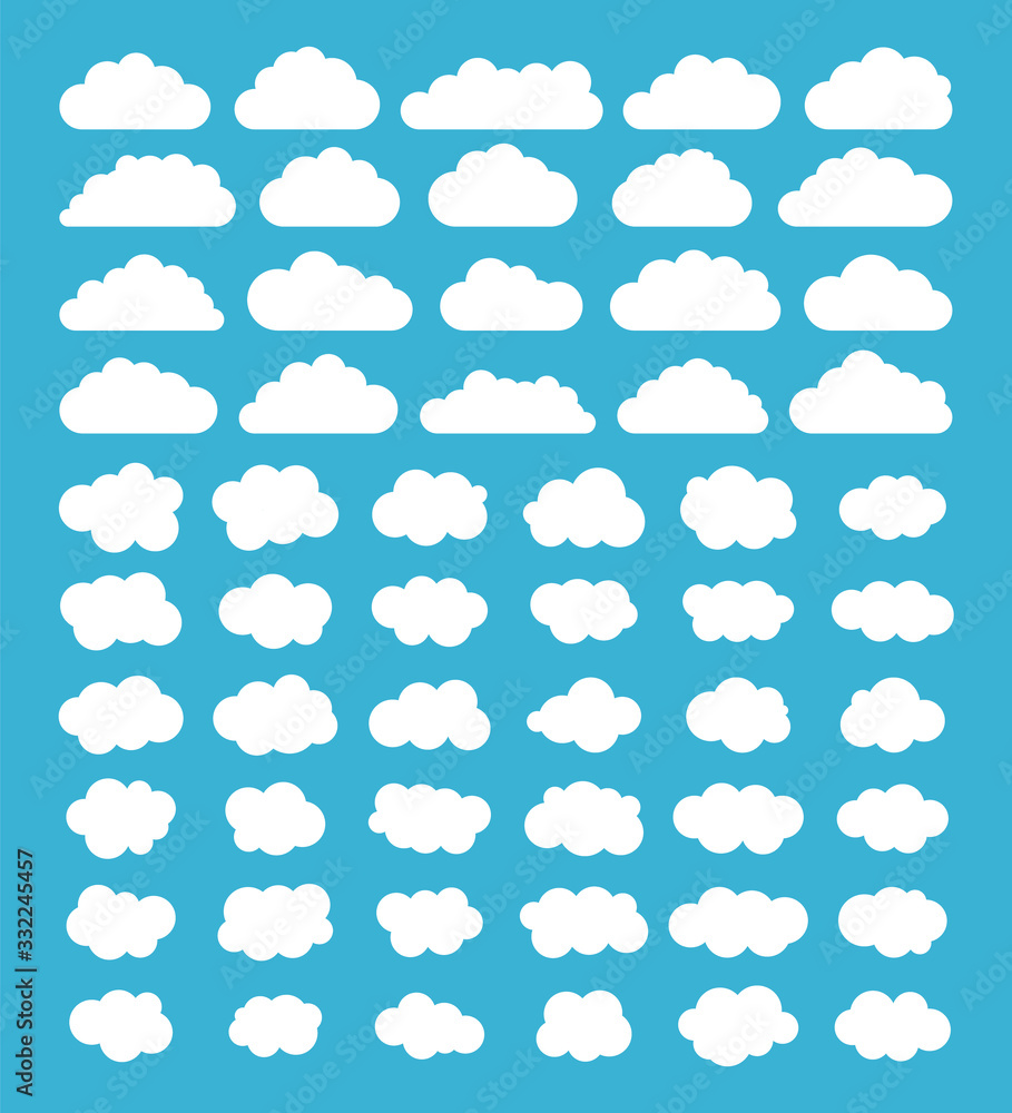 Naklejka Cloud set isolated on blue background. Vector illustration