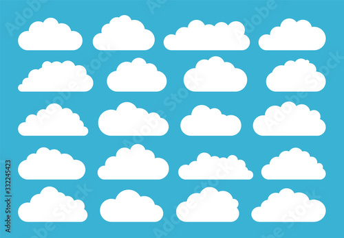 Naklejka Cloud set isolated on blue background. Vector illustration
