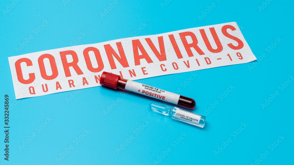 Obraz premium COVID 19 Coronavirus, Infected blood sample in the sample tube, Vaccine and syringe injection It use for prevention, immunization and treatment from COVID-19