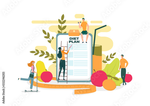 Diet Plan, Big Tablet Screen with Checkmark Flat.