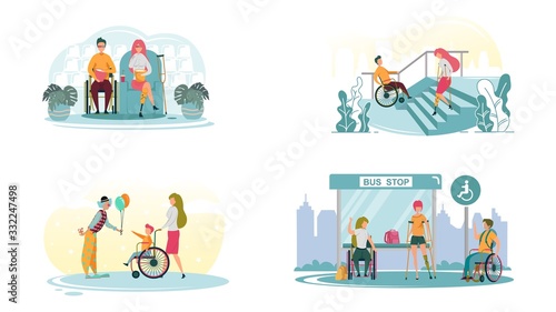 Four Piece Set, Depicting Life Disabled People