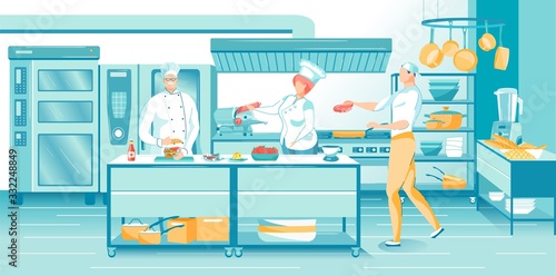 Mature Master Chef Cookers at Restaurant Kitchen