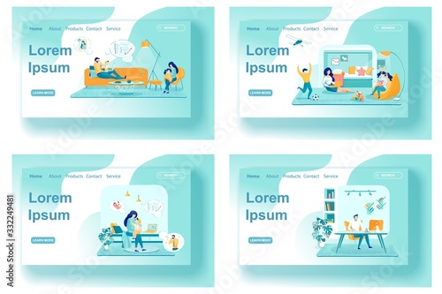 Freelancers with Kids Landing Page Templates Set