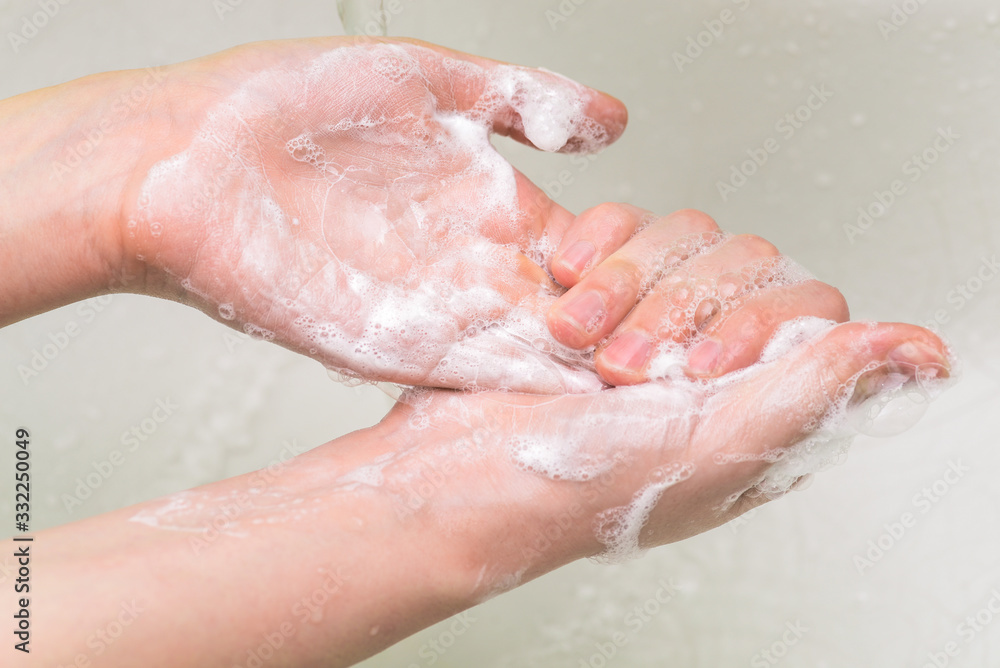 Rubbing hands with soap. Prevention of the disease with coronavirus and other viruses. Rubbing hands with soap. Prevention of the disease with coronavirus and other viruses.