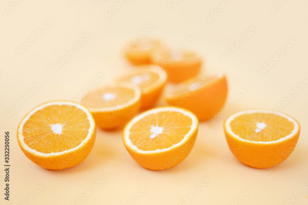 Fototapeta premium background of juicy chopped oranges