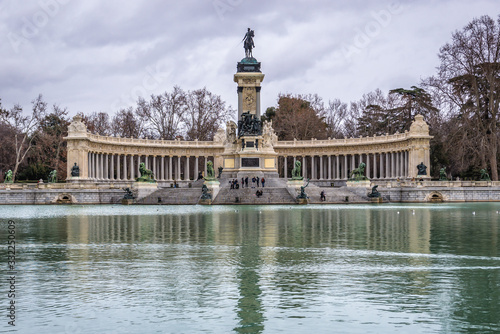 Statue of Alfonso XII of Spain in Retiro Park in Madrid city, Spain