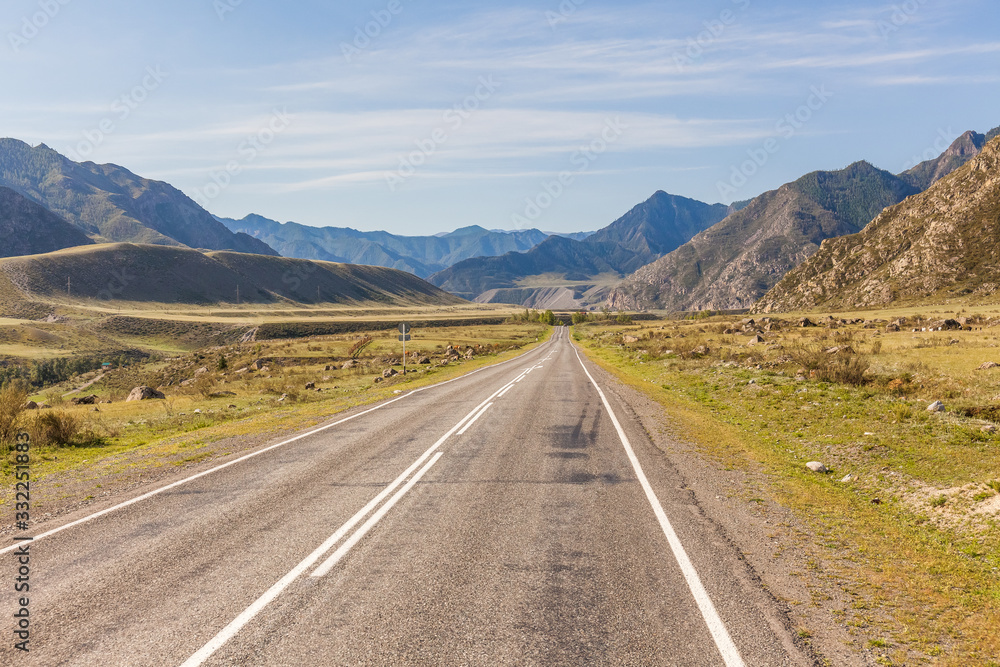 Fototapeta premium road to Altai Mountains, Altai region, Siberia, Russia.
