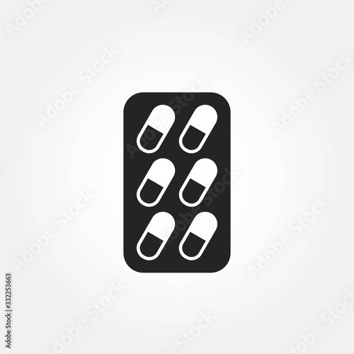 pill blister icon. isolated vector medicament and pharmaceutical symbol. medical design element