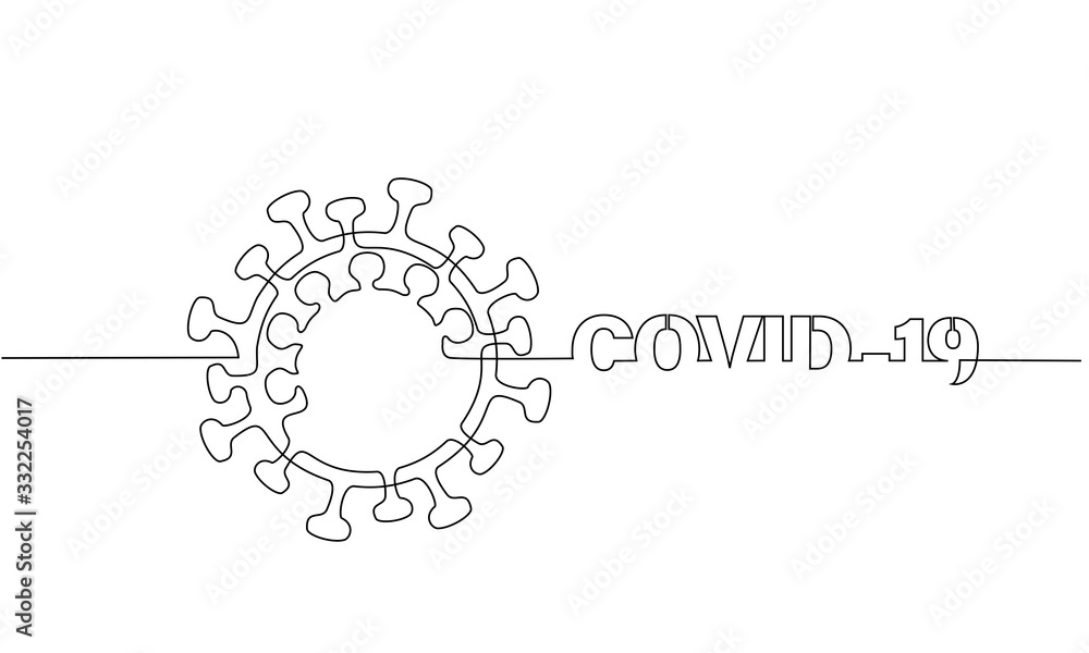 COVID-19 continuous one line symbol. Concept Coronavirus