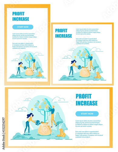 Idea Strategy on Profit Increase Webpage Flat Set