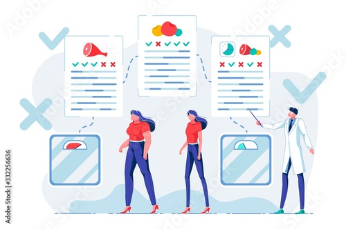 Weight Loss Diet Program Flat Vector Illustration