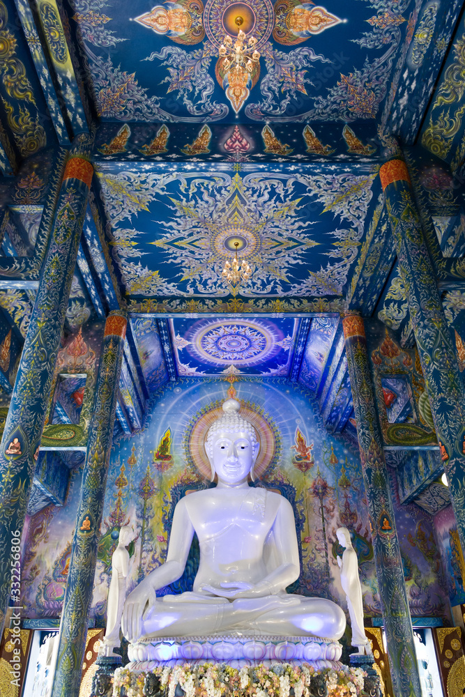 Buddha Statue Inside of Wat Rong Seur Ten (Blue Temple), Chiang Rai, Thailand, Asia