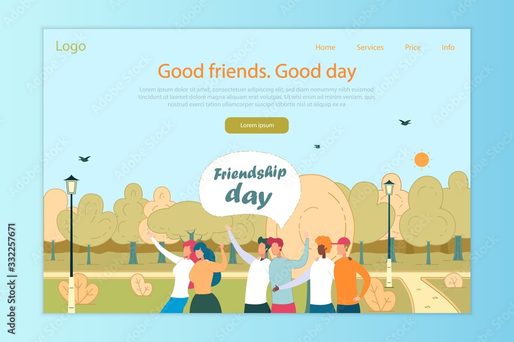 Friendship Day Flat Vector Landing Page Template