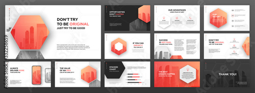 Modern powerpoint presentation templates set. Use for modern keynote presentation background, brochure design, website slider, landing page, annual report, company profile.