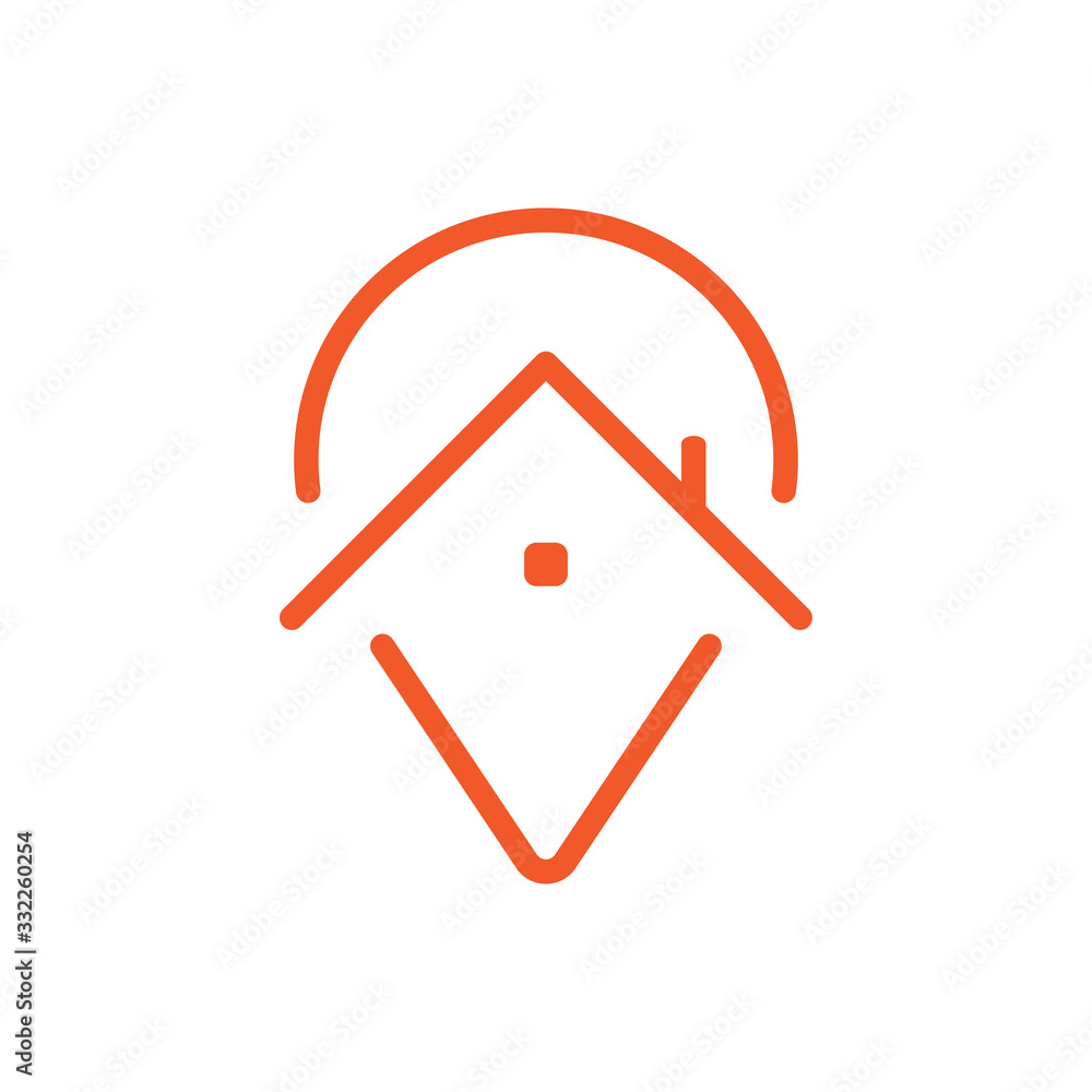 Stay home location icon. House and position pointer symbol. Stayhome campaign. Stay home location icon. House and position pointer symbol. Stayhome campaign.