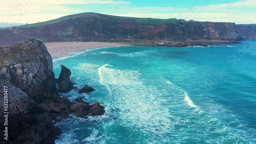 Landscape in the Usgo beach area, Natural Park of the Dunes of Liencres, Liencres, Piélagos Municipality, Cantabrian Sea, Cantabria, Spain, Europe photo