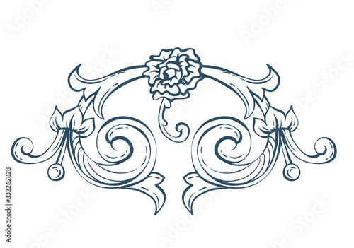 Floral decorative vector elements, rococo and baroque style