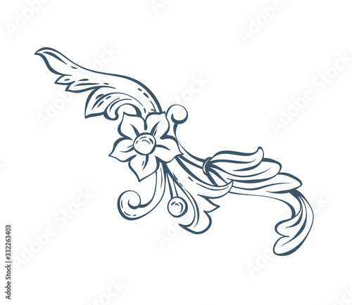 Floral decorative vector floral element, rococo and baroque style