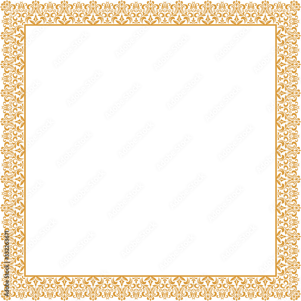 Decorative frame Elegant vector element for design in Eastern style, place for text. Floral golden border. Lace illustration for invitations and greeting cards. Decorative frame Elegant vector element for design in Eastern style, place for text. Floral golden border. Lace illustration for invitations and greeting cards.