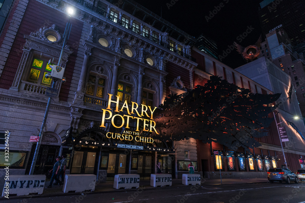 Fototapeta premium Lyric Theatre at night in New York City, USA