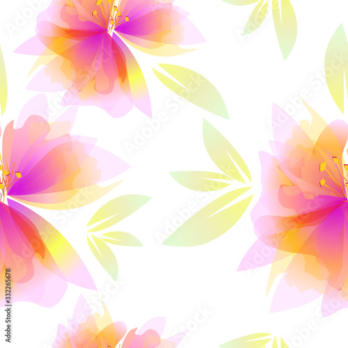 Delicate pink flowers are a seamless background. Vector illustration