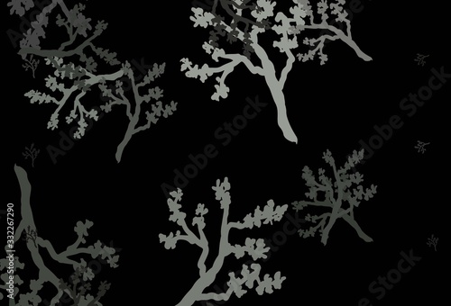 Dark Gray vector elegant wallpaper with sakura.