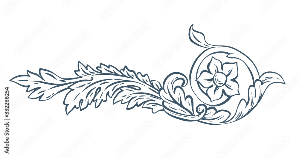 Floral decorative vector element, rococo and baroque style Floral decorative vector element, rococo and baroque style