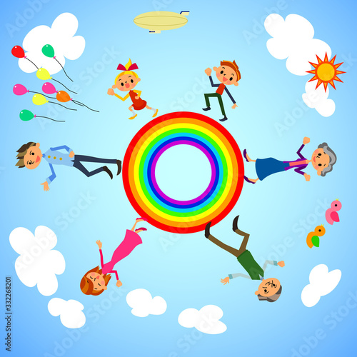 線なし家族リレー虹