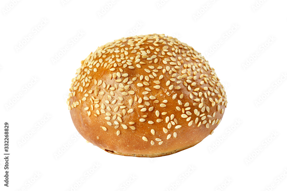 bun for a Burger with sesame seeds isolated on white background bun for a Burger with sesame seeds isolated on white background
