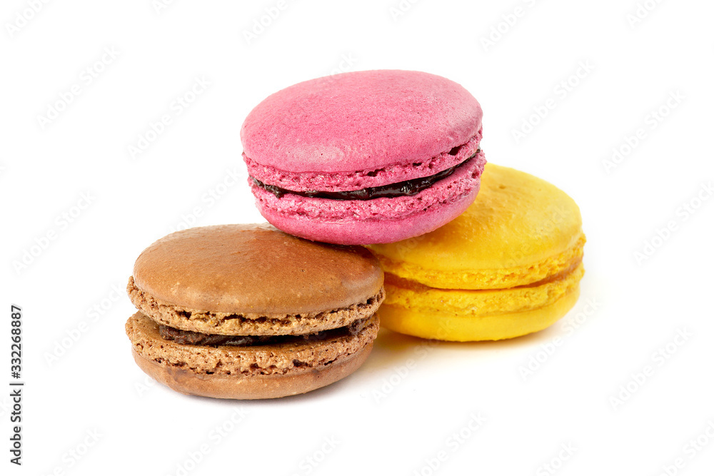 cakes macaroons on a white background cakes macaroons on a white background