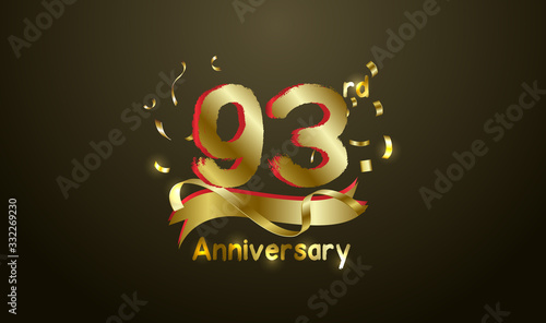 Anniversary celebration background. with the 93rd number in gold and with the words golden anniversary celebration.