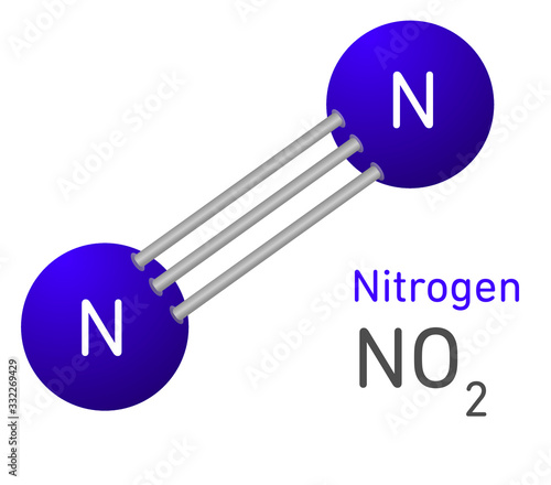 Nitrogen molecule model NO2 illustration