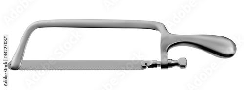 Charriere Bone Saw, frame metal saw. Stainless Steel Blade. Medical manual surgical instrument. Vector illustration