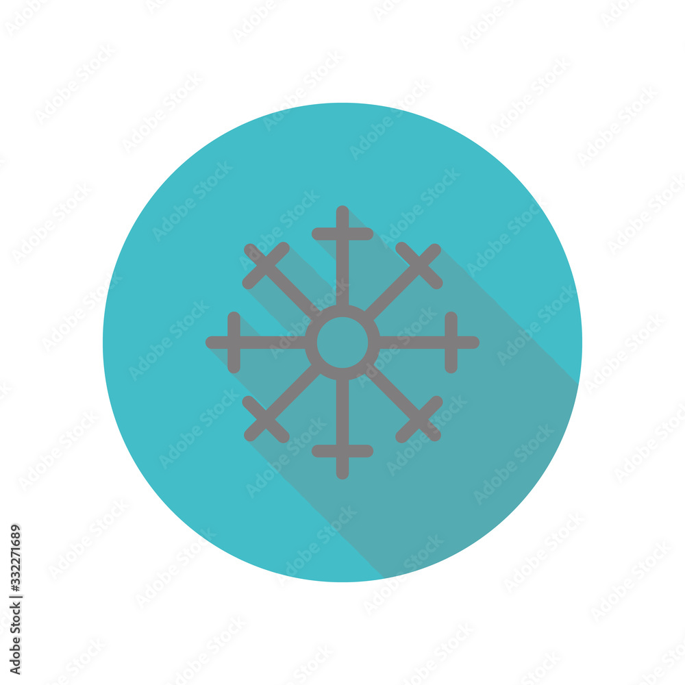 Snowflake long shadow icon. Simple glyph, flat vector of web icons for ui and ux, website or mobile application Snowflake long shadow icon. Simple glyph, flat vector of web icons for ui and ux, website or mobile application