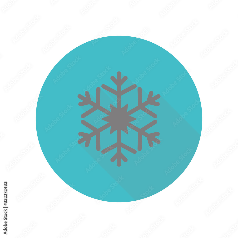 Snowflake long shadow icon. Simple glyph, flat vector of web icons for ui and ux, website or mobile application Snowflake long shadow icon. Simple glyph, flat vector of web icons for ui and ux, website or mobile application