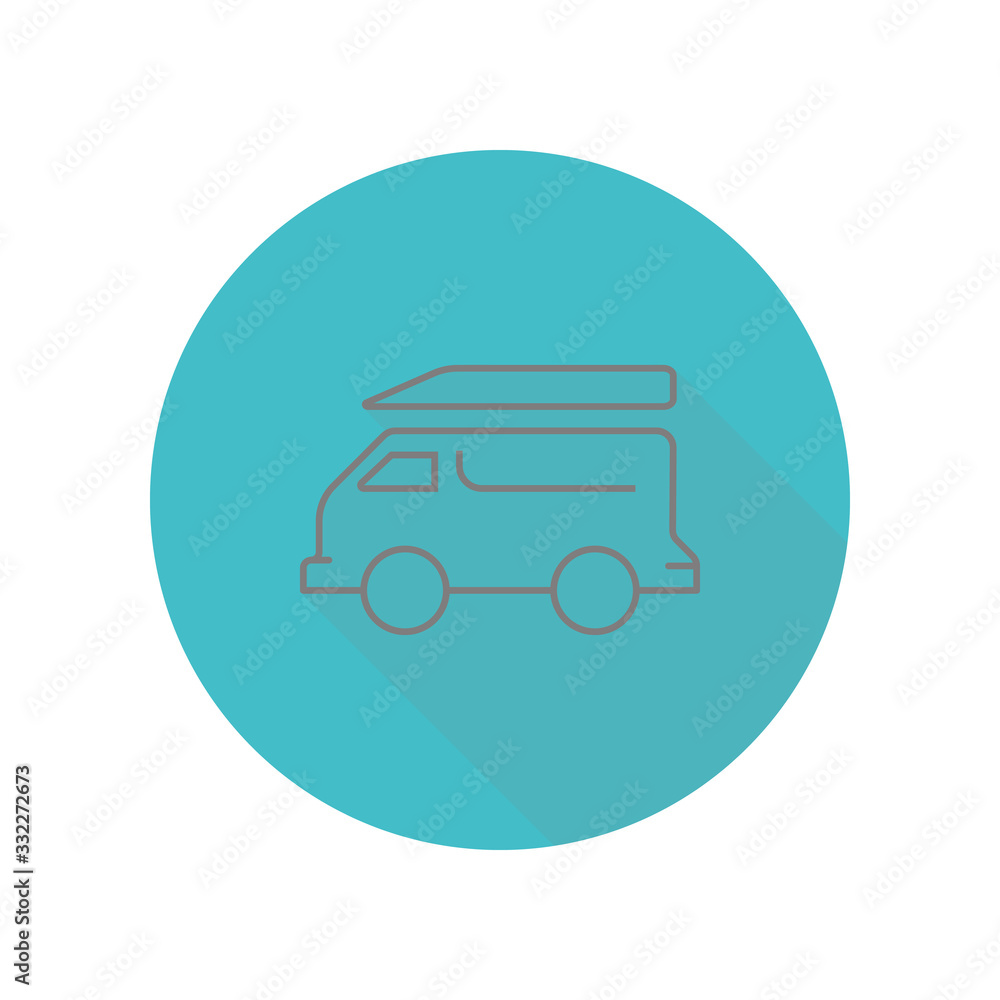 Minivan long shadow icon. Simple glyph, flat vector of web icons for ui and ux, website or mobile application Minivan long shadow icon. Simple glyph, flat vector of web icons for ui and ux, website or mobile application