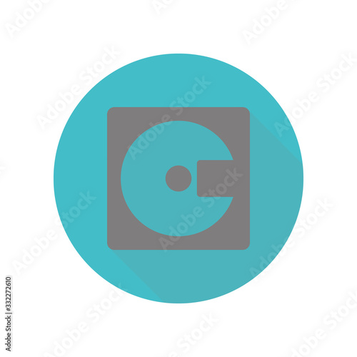 Hard drive disk long shadow icon. Simple glyph, flat vector of web icons for ui and ux, website or mobile application