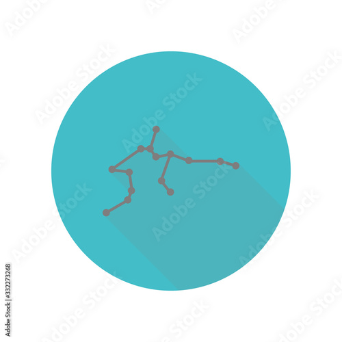 Constellation and part of zodiacal system canser aquarius long shadow icon. Simple glyph, flat vector of web icons for ui and ux, website or mobile application