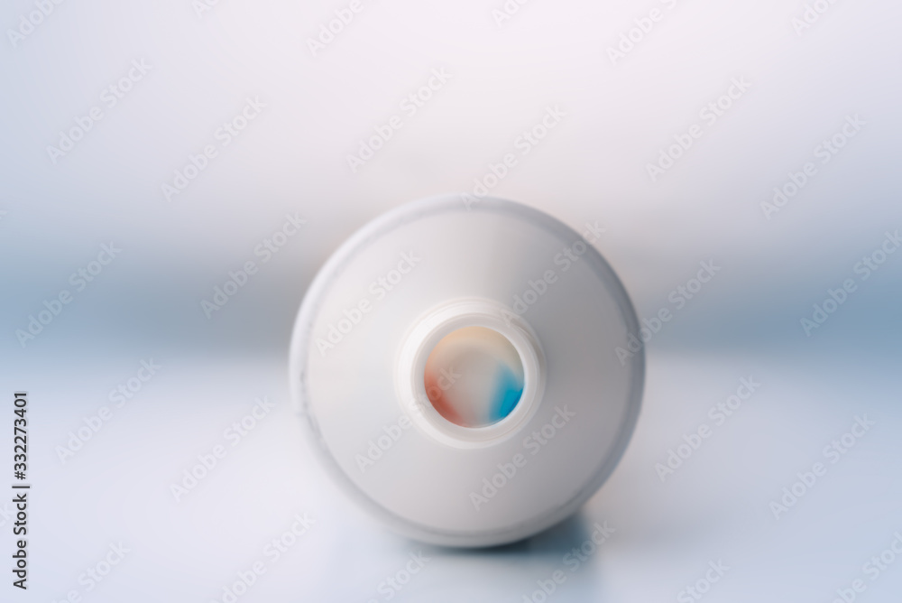 Toothpaste tube - front view close-up Toothpaste tube - front view close-up