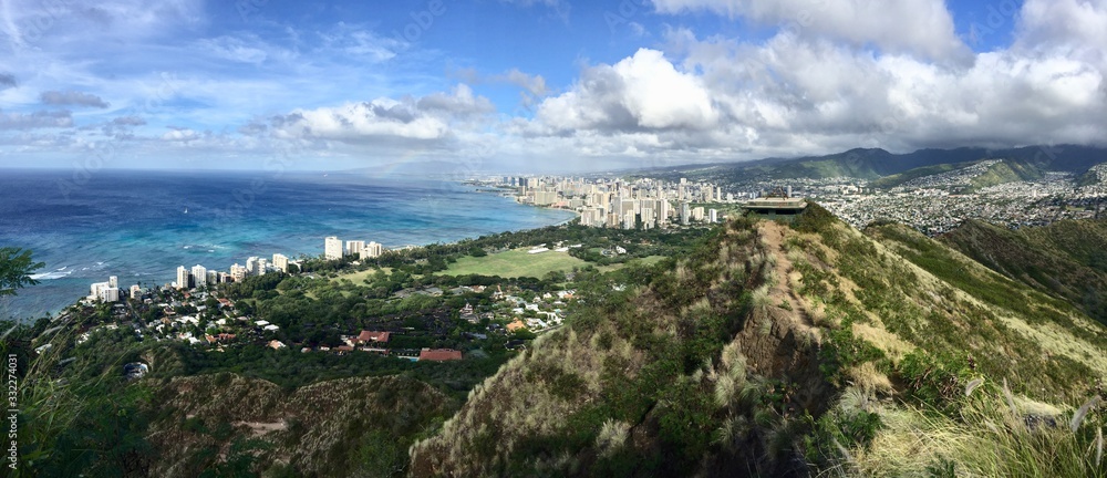 View of Honolulu Hawaii from the Summit of Diamond Head Crater