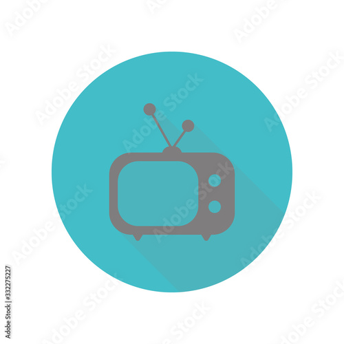 Old tv long shadow icon. Simple glyph, flat vector of web icons for ui and ux, website or mobile application