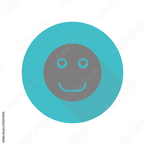 Smiley face in love long shadow icon. Simple glyph, flat vector of web icons for ui and ux, website or mobile application