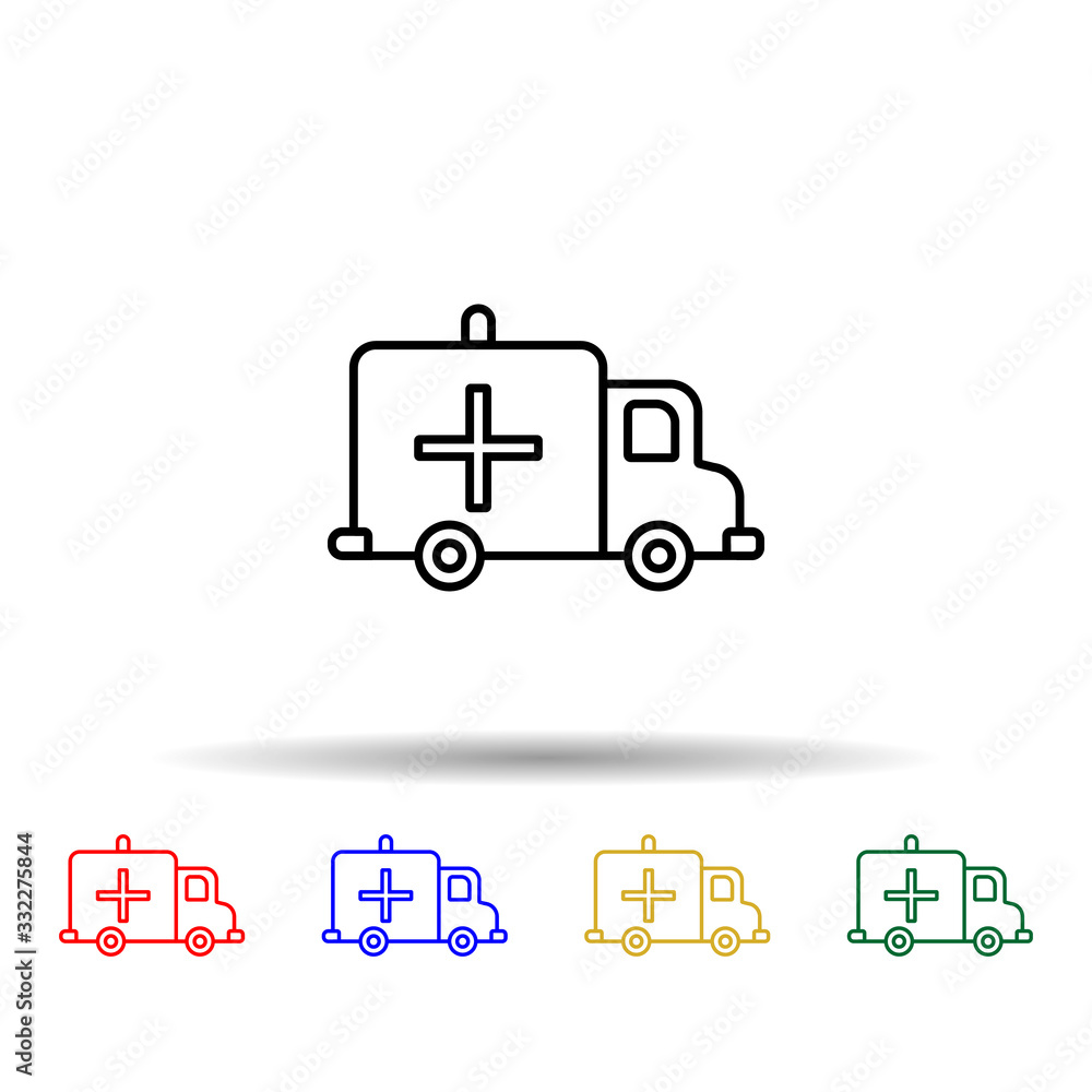 Ambulance multi color icon. Simple thin line, outline vector of blood donation icons for ui and ux, website or mobile application