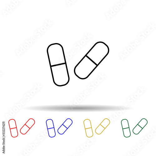 Pill multi color icon. Simple thin line, outline vector of blood donation icons for ui and ux, website or mobile application