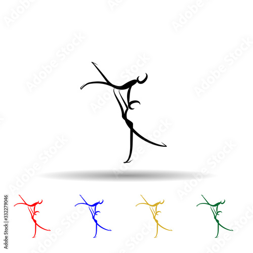 Dancer multi color icon. Simple thin line  outline vector of dance icons for ui and ux  website or mobile application