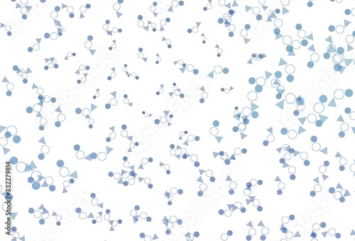 Light BLUE vector template with crystals, circles.