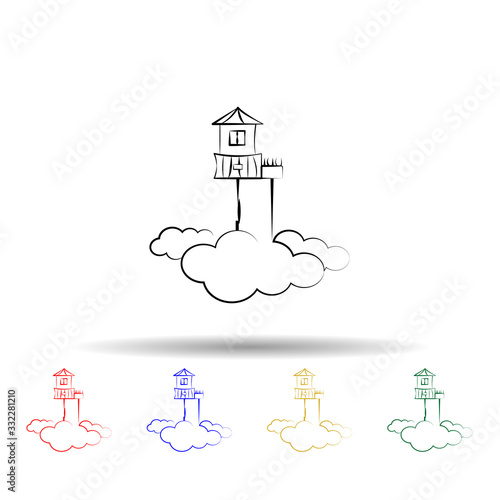 House, sky, cloud, imaginary multi color icon. Simple thin line, outline vector of imaginary house icons for ui and ux, website or mobile application © gunayaliyeva