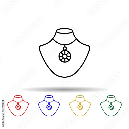 Necklace multi color icon. Simple thin line, outline vector of jewelry icons for ui and ux, website or mobile application